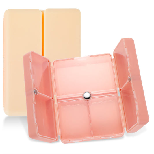 COMNICO 2pcs Daily Pill Organizer, Folding Design Portable Travel Pill Case 7 Compartments Pill Container for Purse Bag Pocket Medicine Box to Hold Vitamins Cod Liver Oil Supplements Medication