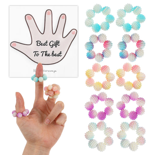 Wanmu 10 Pack Spiky Sensory Rings, Colored Finger Anxiety Rings for Stress Relief, Finger Massager Quiet Acupressure Ring for Adults Stress Reducer Office Workers(Gradient)