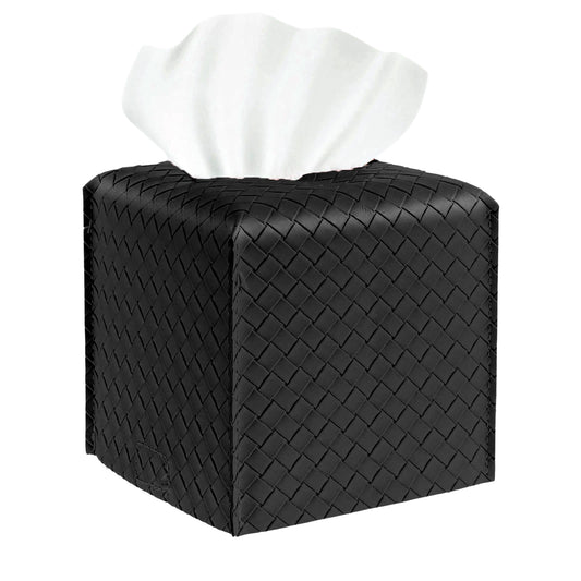 Tissue Box Cover Holder 1 PC Square PU Leather Napkin Wipes Case For Bathroom Decorative Vessel Paper Organizer Cube For Table Top Vanity Countertop Facial Paper Dispenser For Bathroom, Car, Office