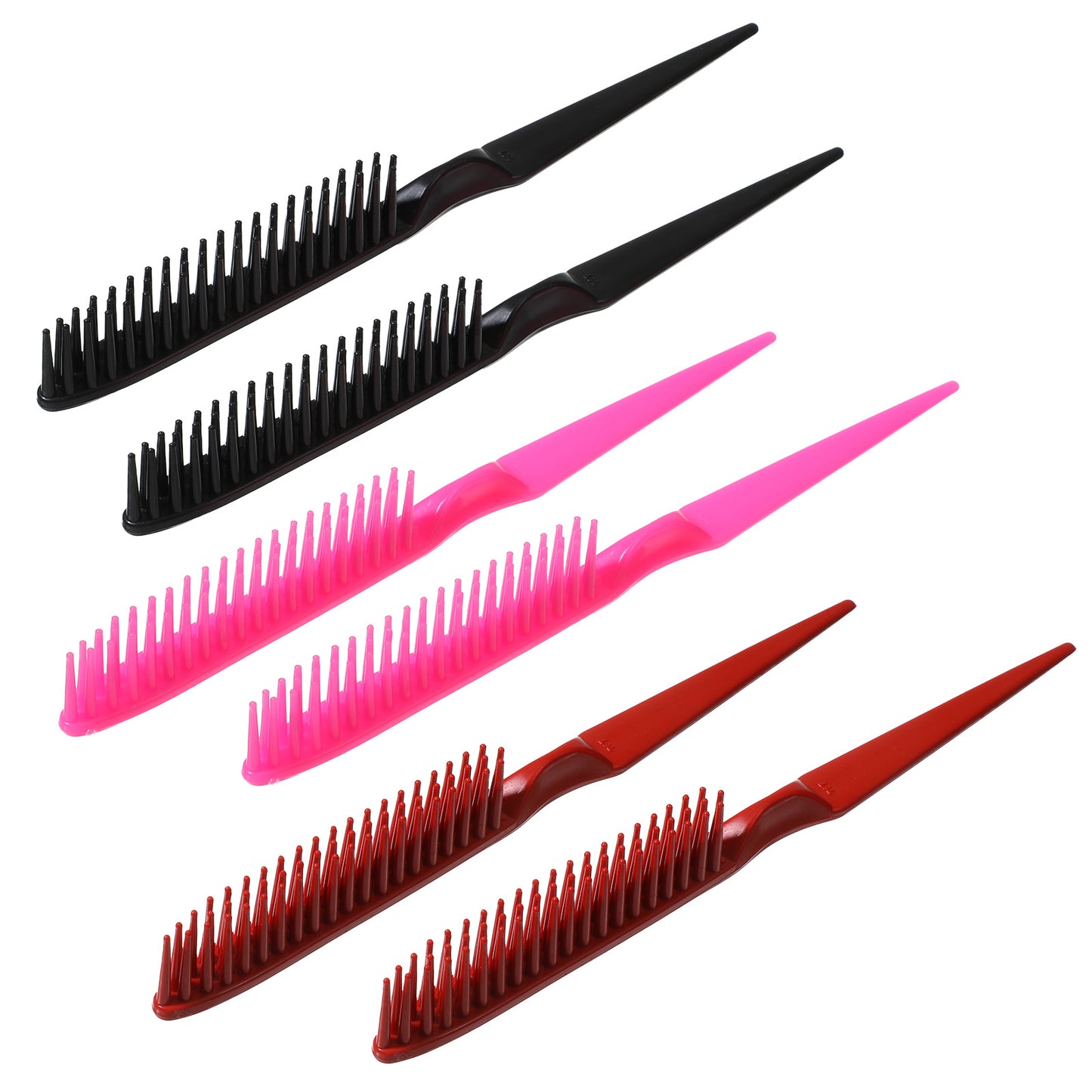 Gjinxi 6 PCS 3 Row Hair Comb for Natural Detangling Styling, Nylon Bristle Brush Unbraider Curl Teasing Defining Comb Travel Size Rat Tail for Women Men Unisex Sectioning Hair Wash Day Curls