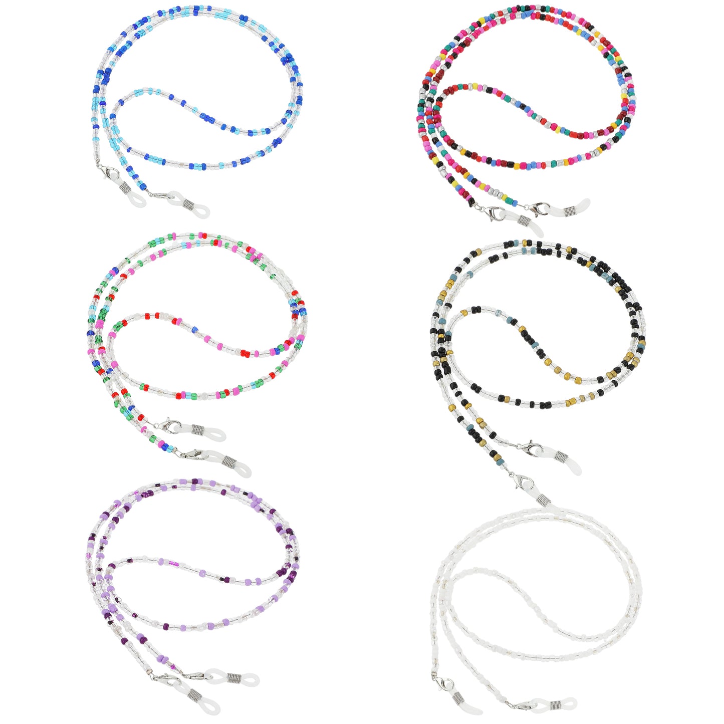 COMNICO Eyeglass Chains for Women, 6pcs Beaded Eye Glass Holder Sunglass String Strap Around Neck Acrylic Eye Glasses Hanger Keeper Elegant Eyewear Retainer Chain