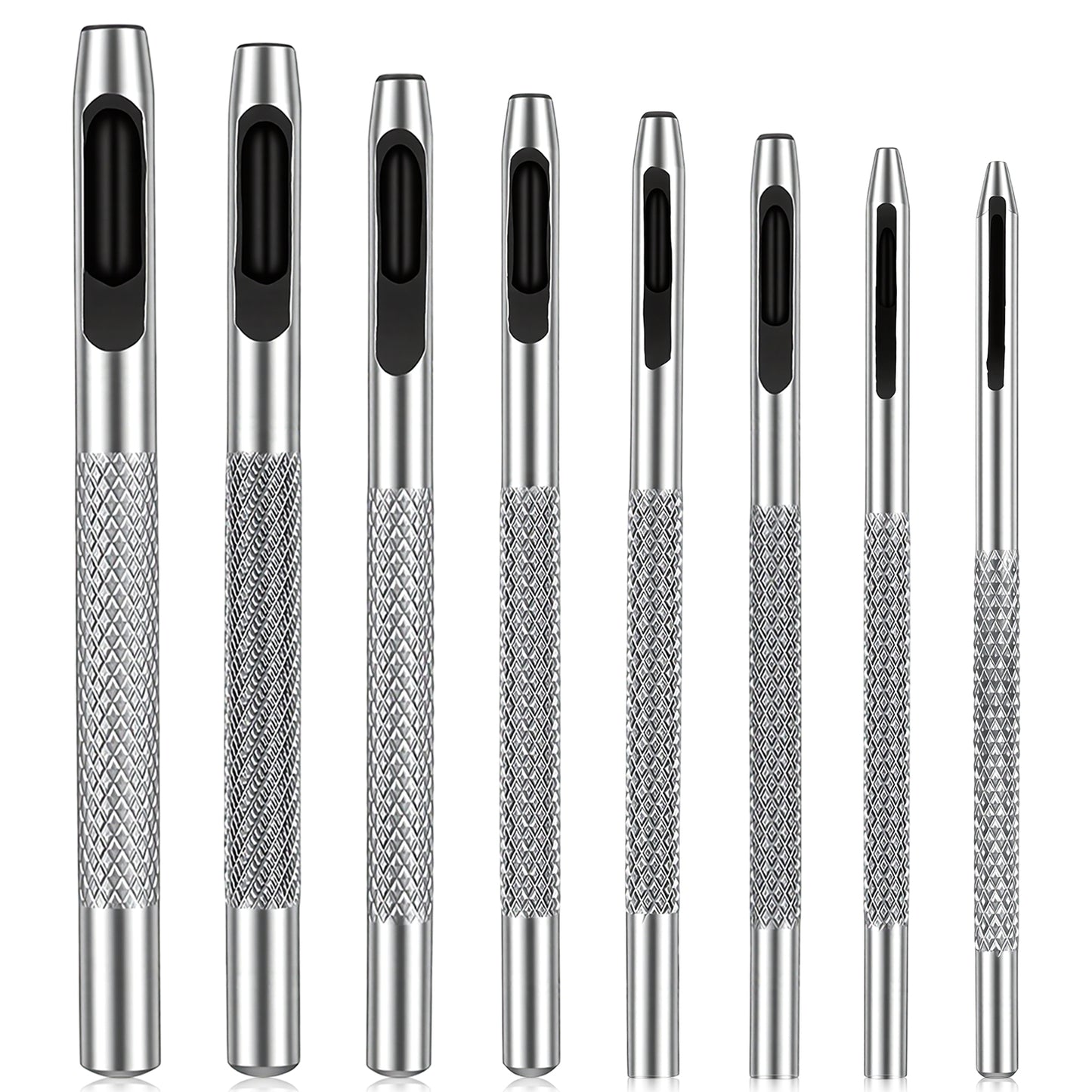 Qianyu 8 Pcs Hollow Leather Hole Punch Set 1mm-4.5mm Hollow Punch Steel Leather Hole Punches Tool Metal Round LeatherPunches for Belts Gaskets Belt Crafts Repair Watch Bands Paper Cardboard Canvas
