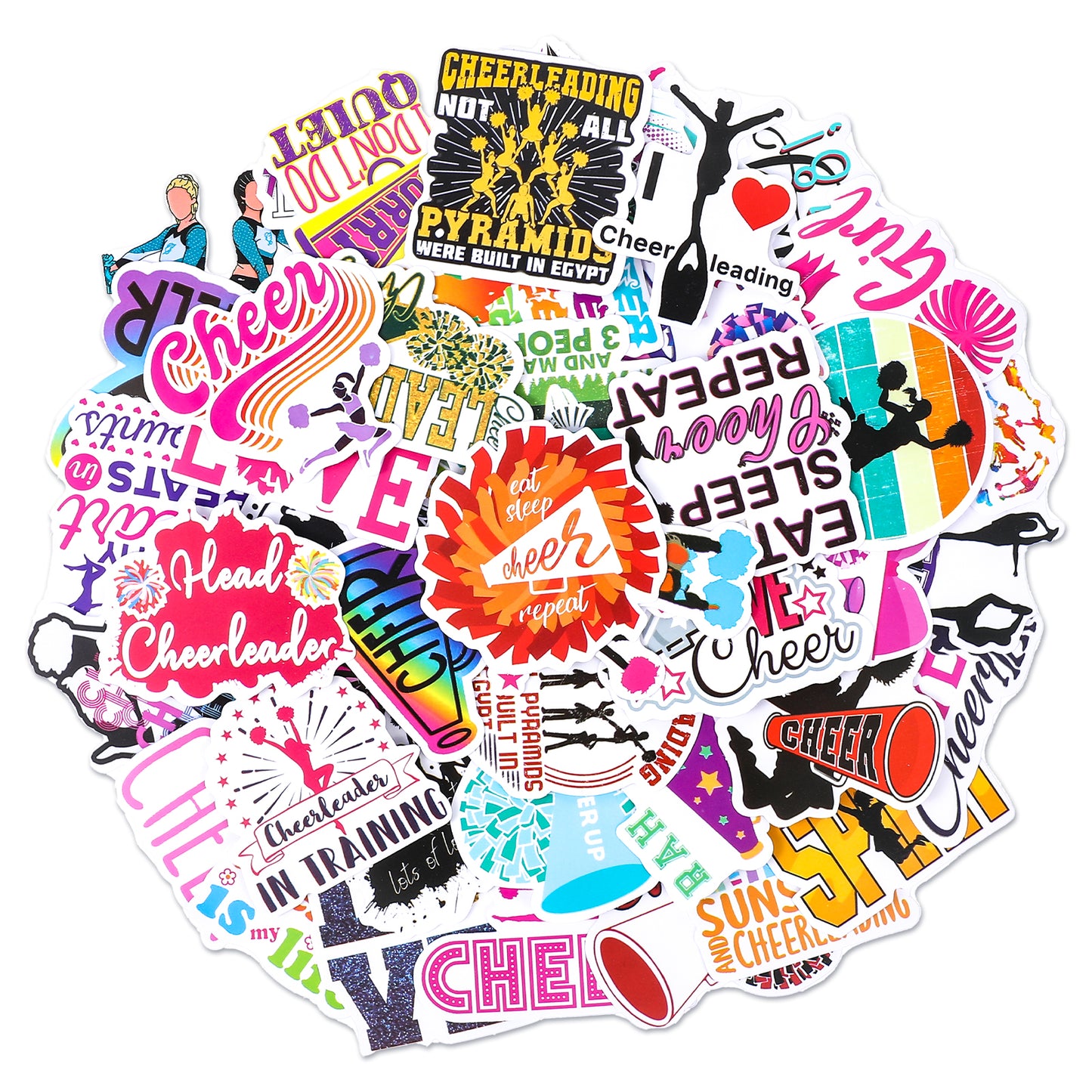 Wanmu Cheer Stickers, 100 Cute Vinyl Waterproof Cheerleader Stickers, Pink Cheering Girl Stickers for Laptop, Water Bottle, Stickers for Kids, Toddlers, Teens, Girls