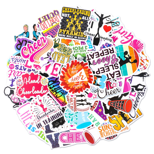 Wanmu Cheer Stickers, 100 Cute Vinyl Waterproof Cheerleader Stickers, Pink Cheering Girl Stickers for Laptop, Water Bottle, Stickers for Kids, Toddlers, Teens, Girls