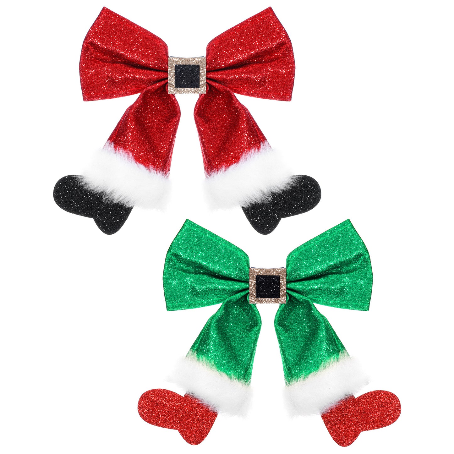 2 Pcs Christmas Hair Clip Sparkly Sequin Big Bow Hairs Clip Red Bows Hairpin Hair Bow Clips Glitter Bows Barrettes Cute Hairpin Party Dress Decor Christmas Hairs Accessories for Girls Women Party