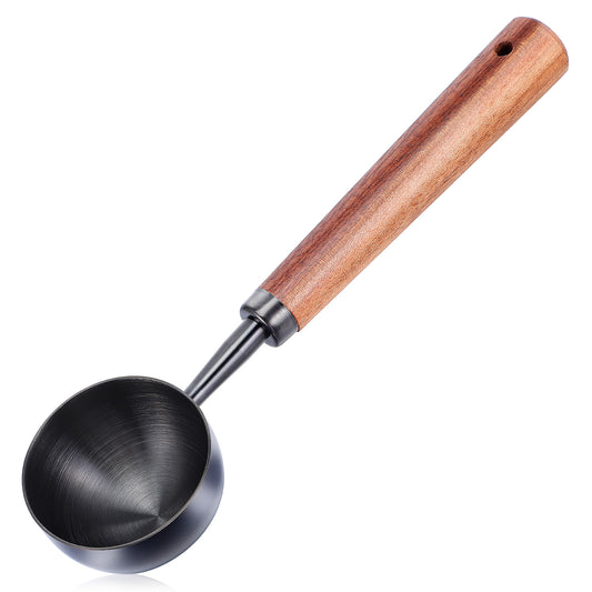 Wanmu Vintage Coffee Measuring Spoon, Stainless Steel Coffee Scoop, Walnut Handle Coffee Scoop 10g Capacity Coffee Bar Accessories for Scooping, Measuring & Serving Perfect for Coffee Tea (Black)