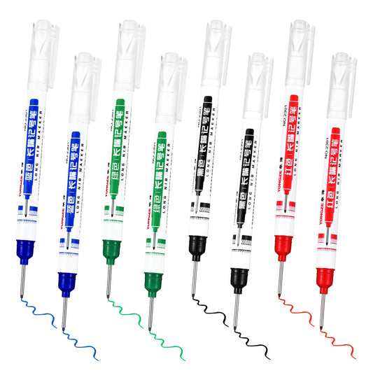Wanmu 8Pcs Deep Reach Markers, Waterproof Long Head Deep Hole Marker Pens, Permanent Carpenter Ink for Builders Construction, Bathroom Woodworking (20 mm, 4 Color)