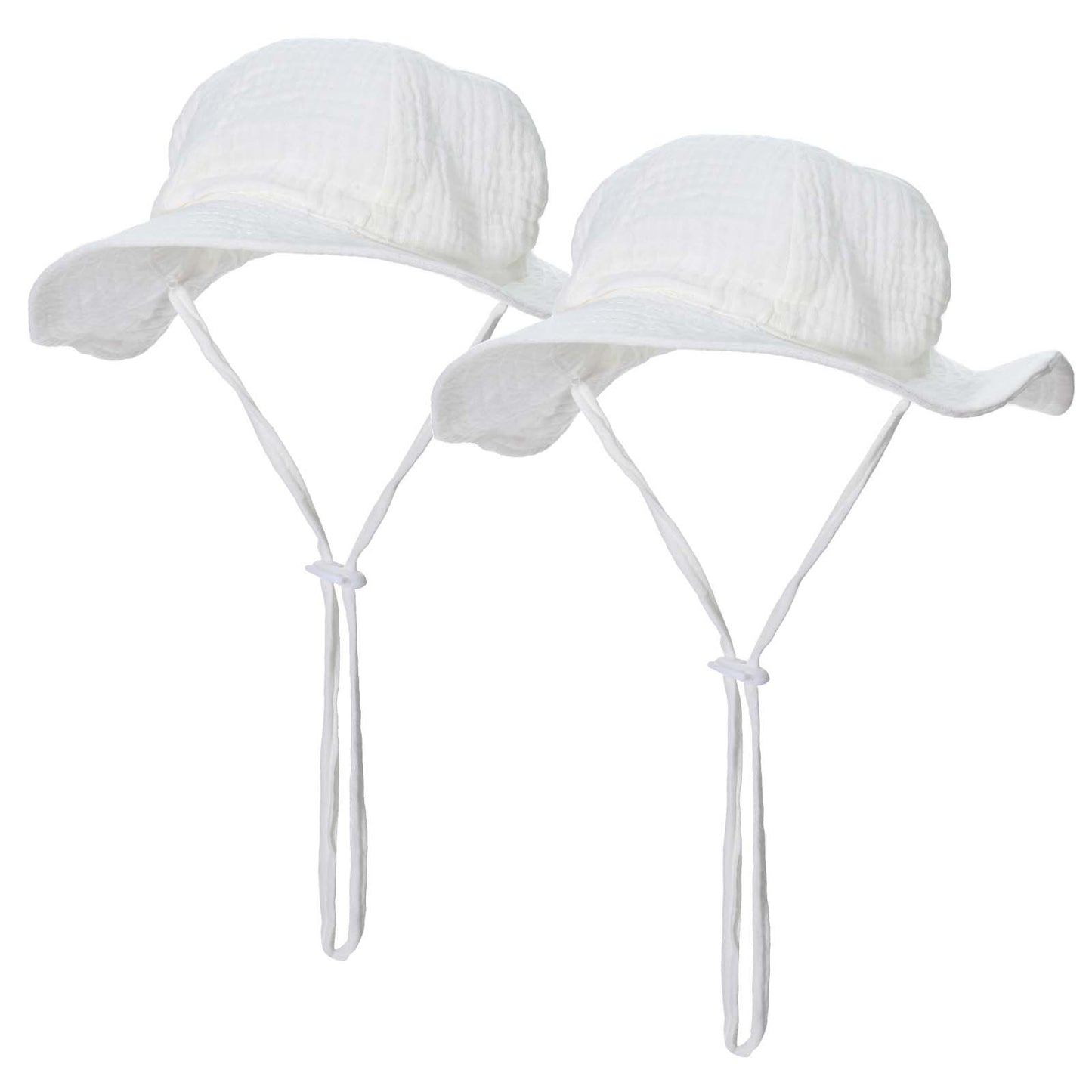 Hadnves Baby Sun Hats Cute Toddler Girl Beach Hat Travel Wide Brim Strap Bucket Hats Adjustable Outdoor Sun Protection Summer Hat for Infant Kids Swim White