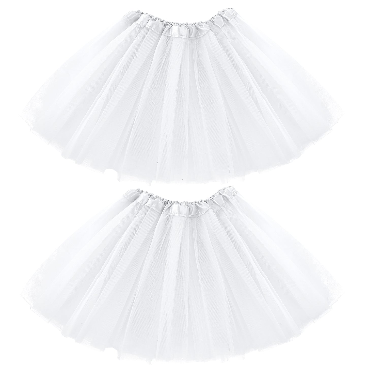 2Pc Tutu Skirts for Women 3 Layered Girl Short Skirt Tulle Ballet Dance Dresses Colorful Running Skirts Princess Rave Costume (UK, Numeric, 62, Regular, White)