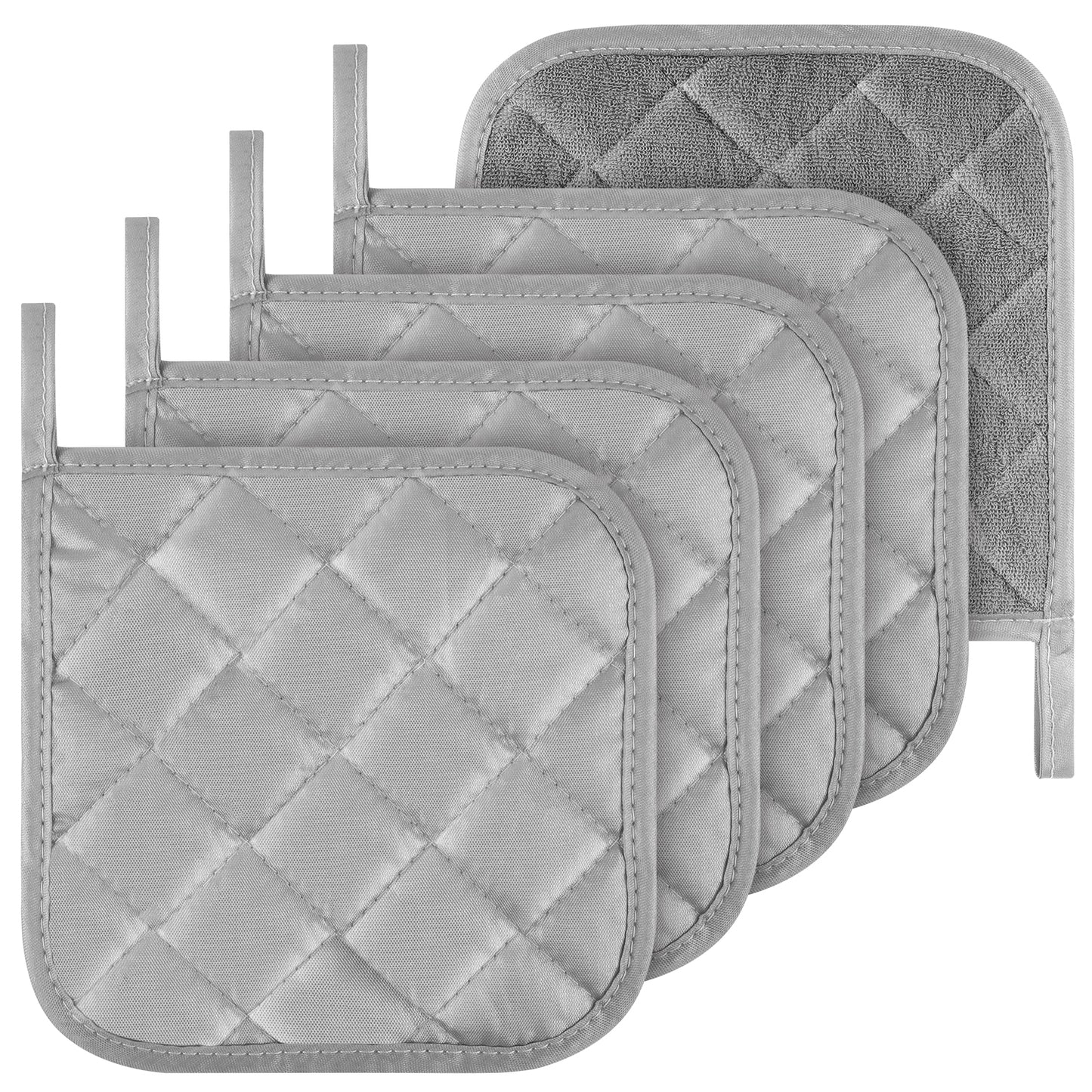 Dimeho 5pcs Pot Holders for Kitchen Hot Pads for Kitchen Pocket Grey Cotton Pocket Pot Holder Set Resistant Clearance Pot Holders Sets Potholders Sets for Kitchens Cloth Pot Holders for Cooking