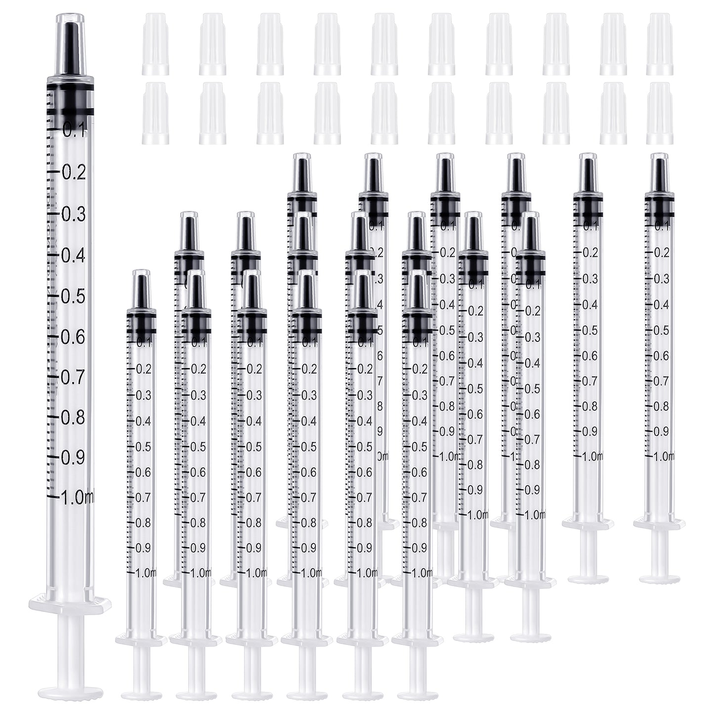 Sibba 20 Pcs Syringe with Cap Liquid Syringes Plastic Small Dispensing Cover Sample Injection Syringes Measurement Multifunction Lab Utensils for Feedings Watering Refilling No Needle