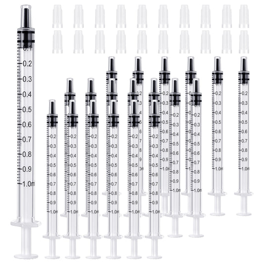 Sibba 20 Pcs Syringe with Cap Liquid Syringes Plastic Small Dispensing Cover Sample Injection Syringes Measurement Multifunction Lab Utensils for Feedings Watering Refilling No Needle