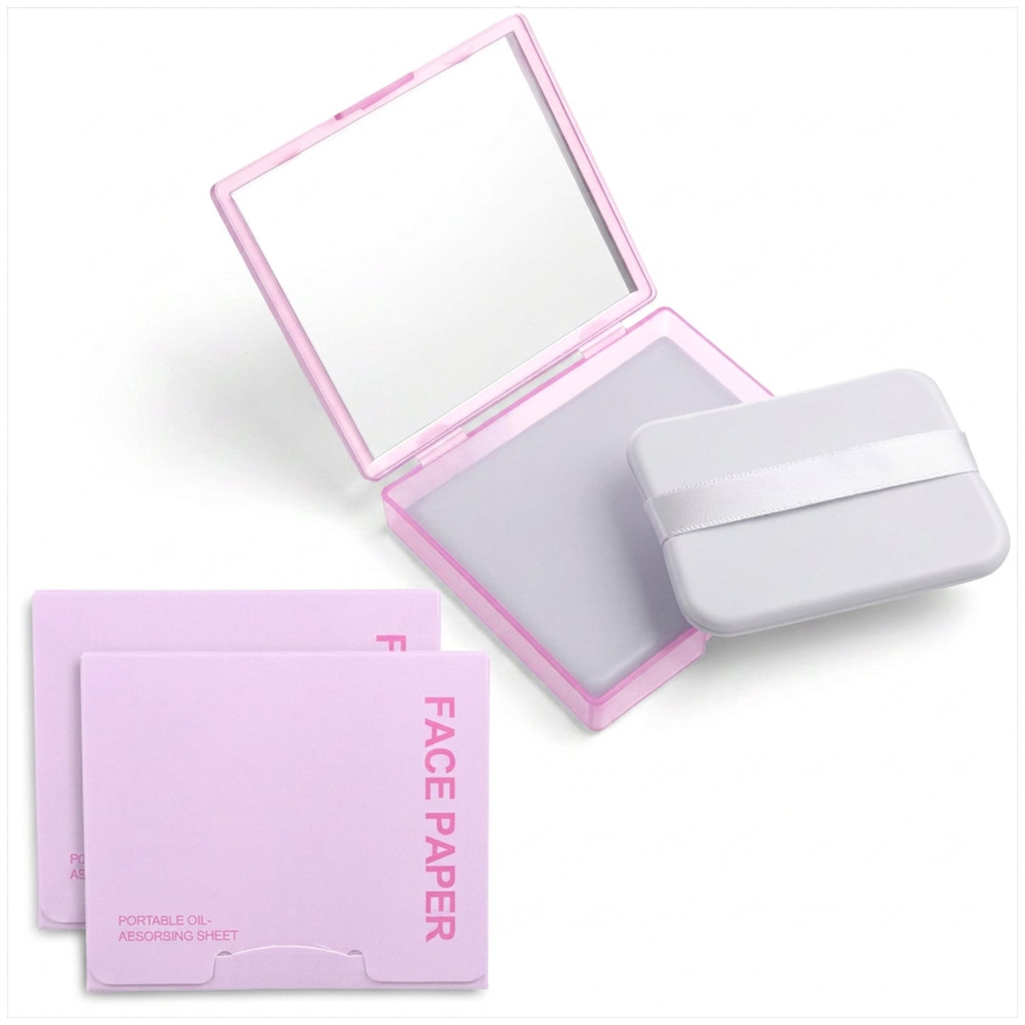 Gjinxi 500 Sheets Oil Blotting Paper with Mirror Refills, Natural Excess Face Oil Absorbing Sheets Travel Size Gentle Controls Shine Film for Oily Skin Saves Flawless Matte Makeup Finish All Day