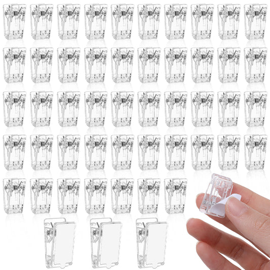 50 Pcs Self Adhesive Clips Tapestry Wall Hanging Clips Photo Clips for Paper Flag Hanger Plastic Sticky Spring Clips Poster Hanger Shower Curtain Clip Double-Sided Light Clips for Teachers Home Office