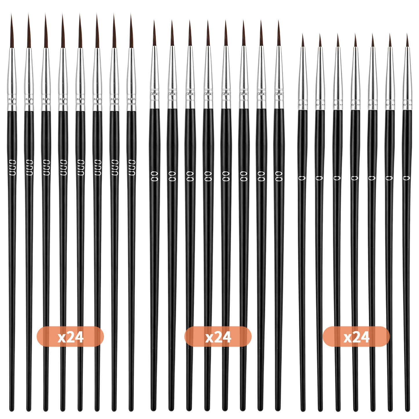 Gjinxi 72pcs Tiny Detail Paint Brushes Bulk Fine Tip with 3 Sizes #0#00#000