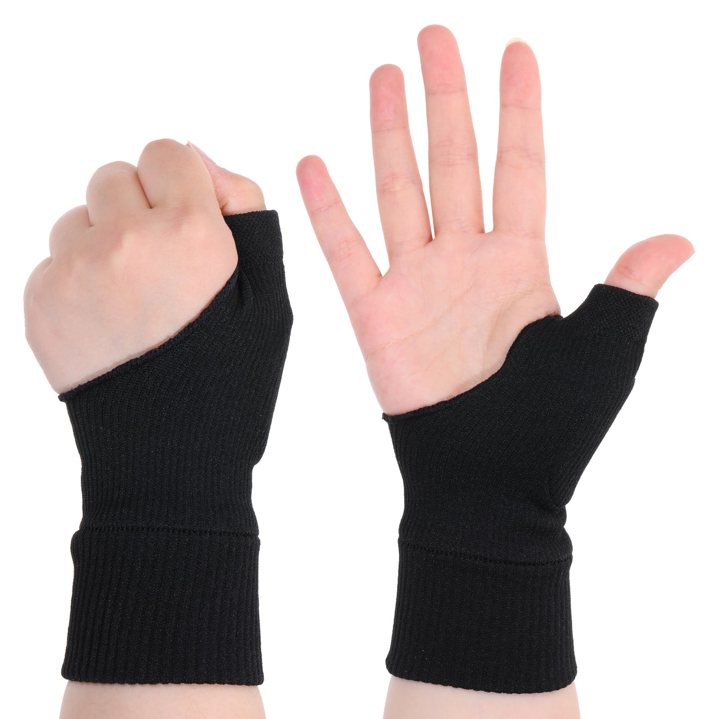 4Pcs Thumb Wrist Arthritis Gloves Breathable Elastic Compression Sleeve Fingerless Reversible Glove with Gel Hand Injury Pad Pain Relief for Tendonitis Carpal Tunnel Rheumatoid Typing Glove Women Men