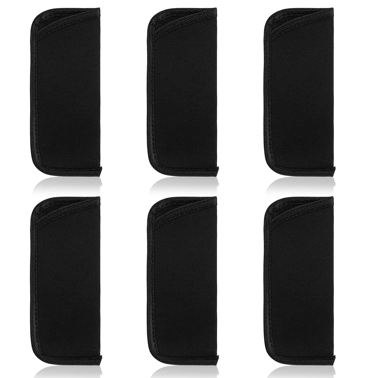 Wanmu 6Pcs Slip in Eyeglasses Cases, Reading Glasses Pouch, Fabric Spectacle Pouch, Black Eyeglasses Holder, Soft Slim Glasses Sleeve Holder