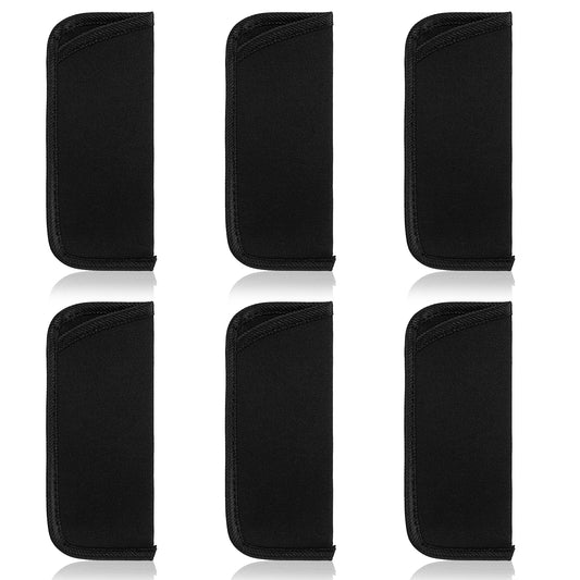 Wanmu 6Pcs Slip in Eyeglasses Cases, Reading Glasses Pouch, Fabric Spectacle Pouch, Black Eyeglasses Holder, Soft Slim Glasses Sleeve Holder