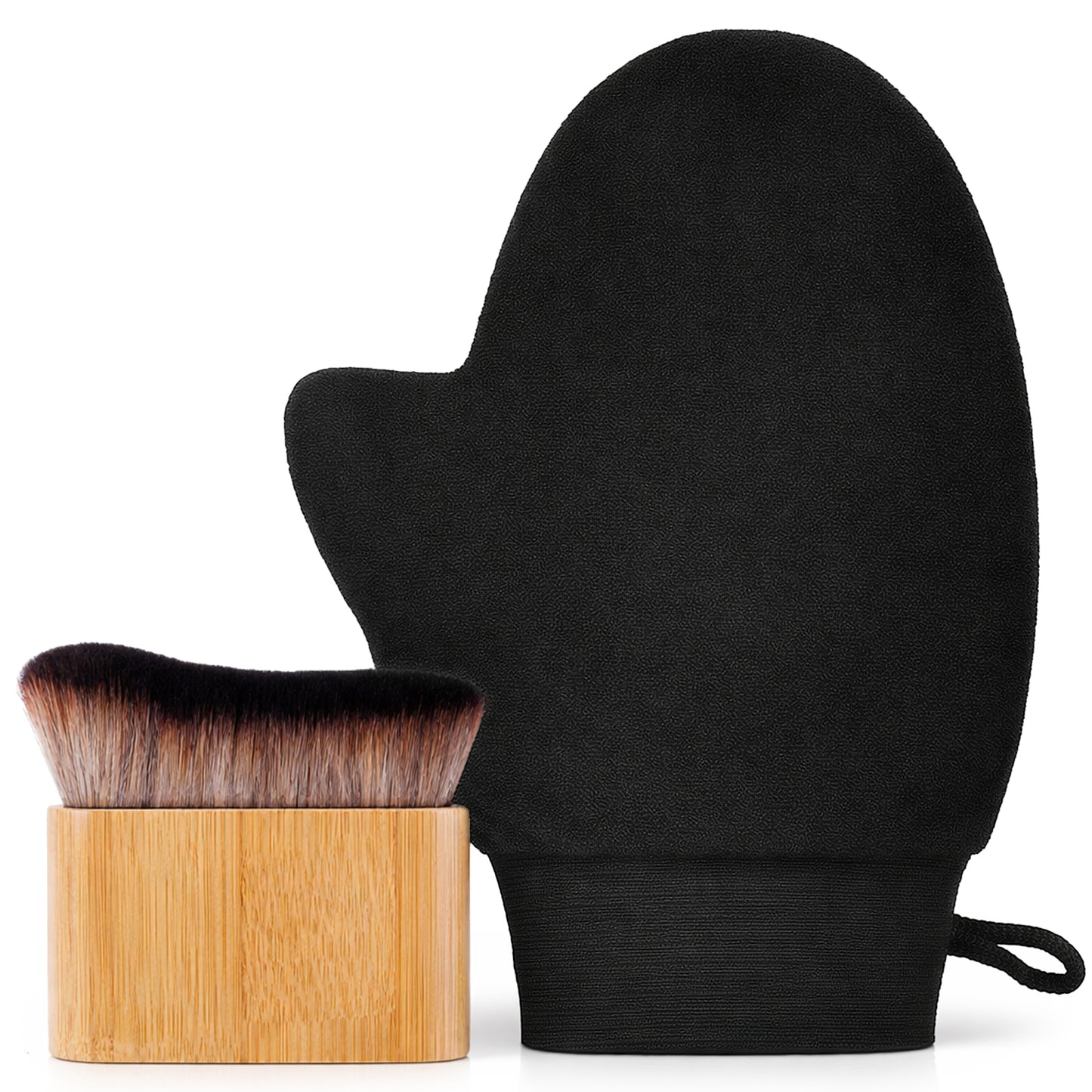 2 in 1 Self Tanning Application Kit Self Tanning Mitt and Soft Self Tanner Kabuki Brush Tanning Gloves Self Tanning Kit Kabuki Body Brush for Streak Free Sunless Lotion Spray Tan Body Face Back