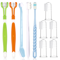 10 Pcs Dog Toothbrush Kit Soft Double Head Tooth Brush Triple Head Pet Toothbrushes Finger Silicone Toothbrush Multi-Angle Dental Cleaning Brushes for Dog Kitten Cat Pet Dental Cleaning