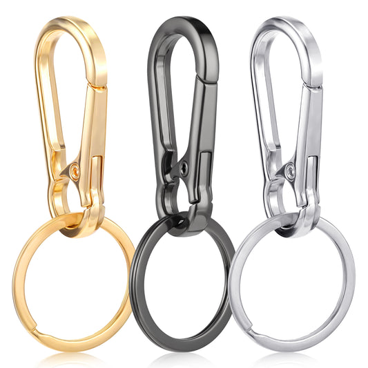 Sibba Metal Keychains 3Pcs Keyring Key Chain Rings Clip Holder Organizer Key Finder Keychains Hook Charms Universal Key Fob Holder for Home Car Women Men Black Silver Gold