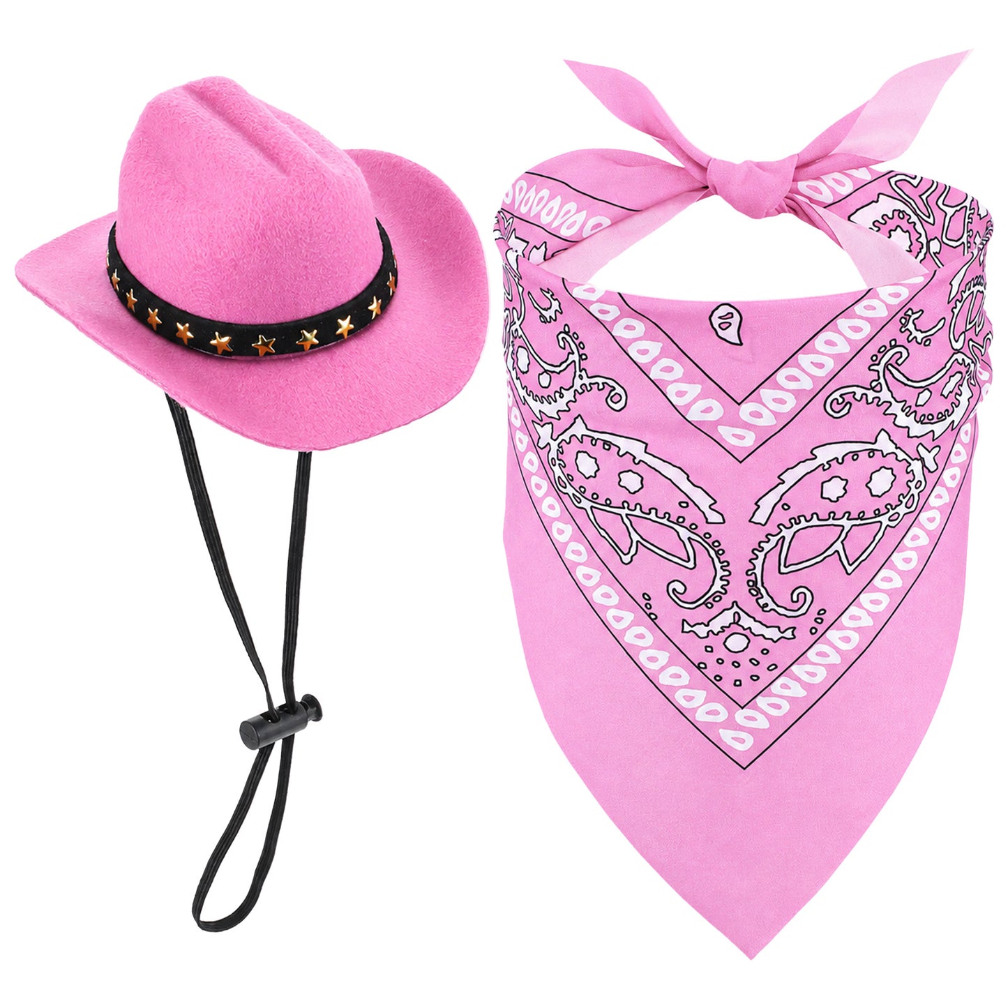 WLLHYF Pet Cowboy Costume Dog Halloween Cowboy Hat Bandana Scarf(Pink,Pink)