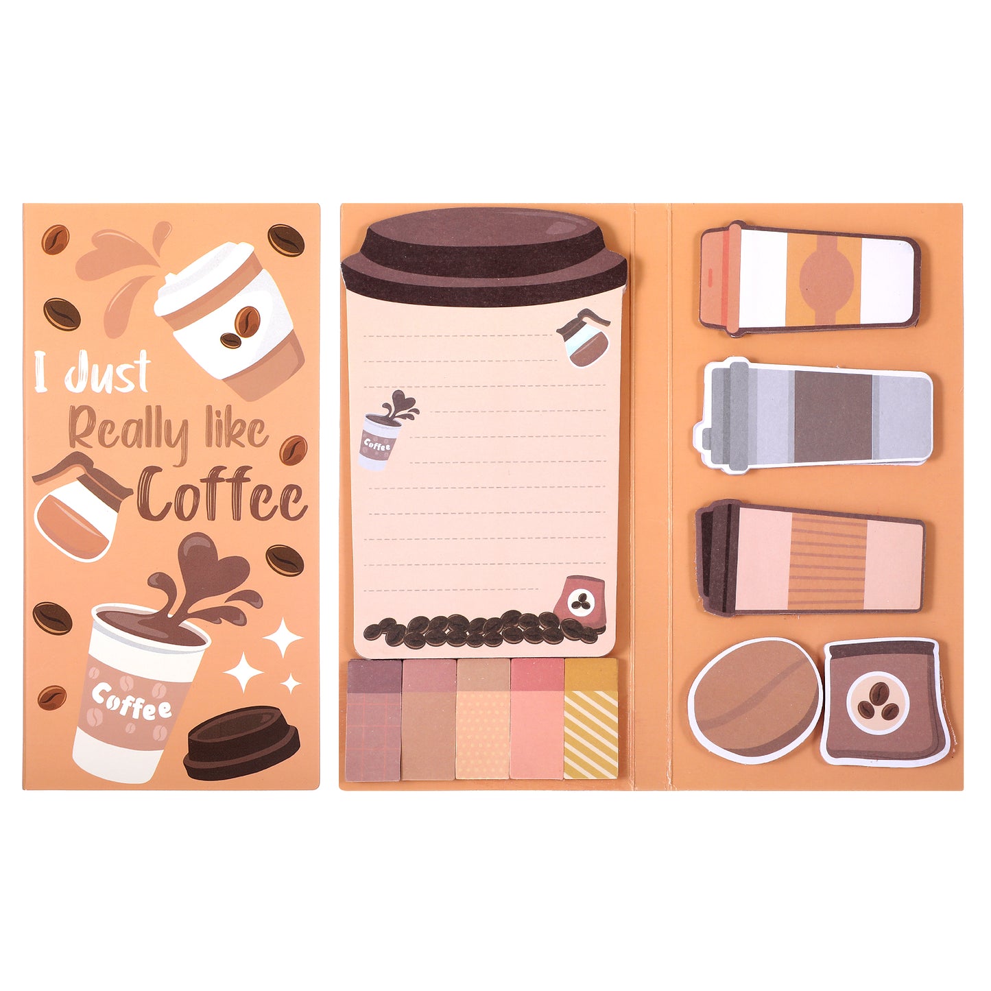 Sibba Sticky Notes Set Cartoon Theme Cute Self-Stick Notes Pad Adhesive Writing Memo Pages Divider Tabs Notepad Memo Page Marker Separation Tabs for Coffee Lover Employee Office Notebooks