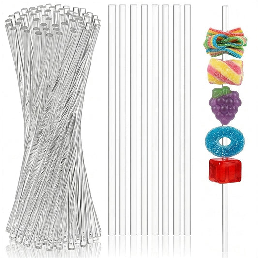 Sibba Acrylic Cake Pop Sticks 100 Pcs Long Clear Round Reusable Candy Stick Stirring Rods 15cm Clear Lollipop Sticks for Cake Toppers Candy Chocolates Desserts Cookie DIY Crafts Party Gardening
