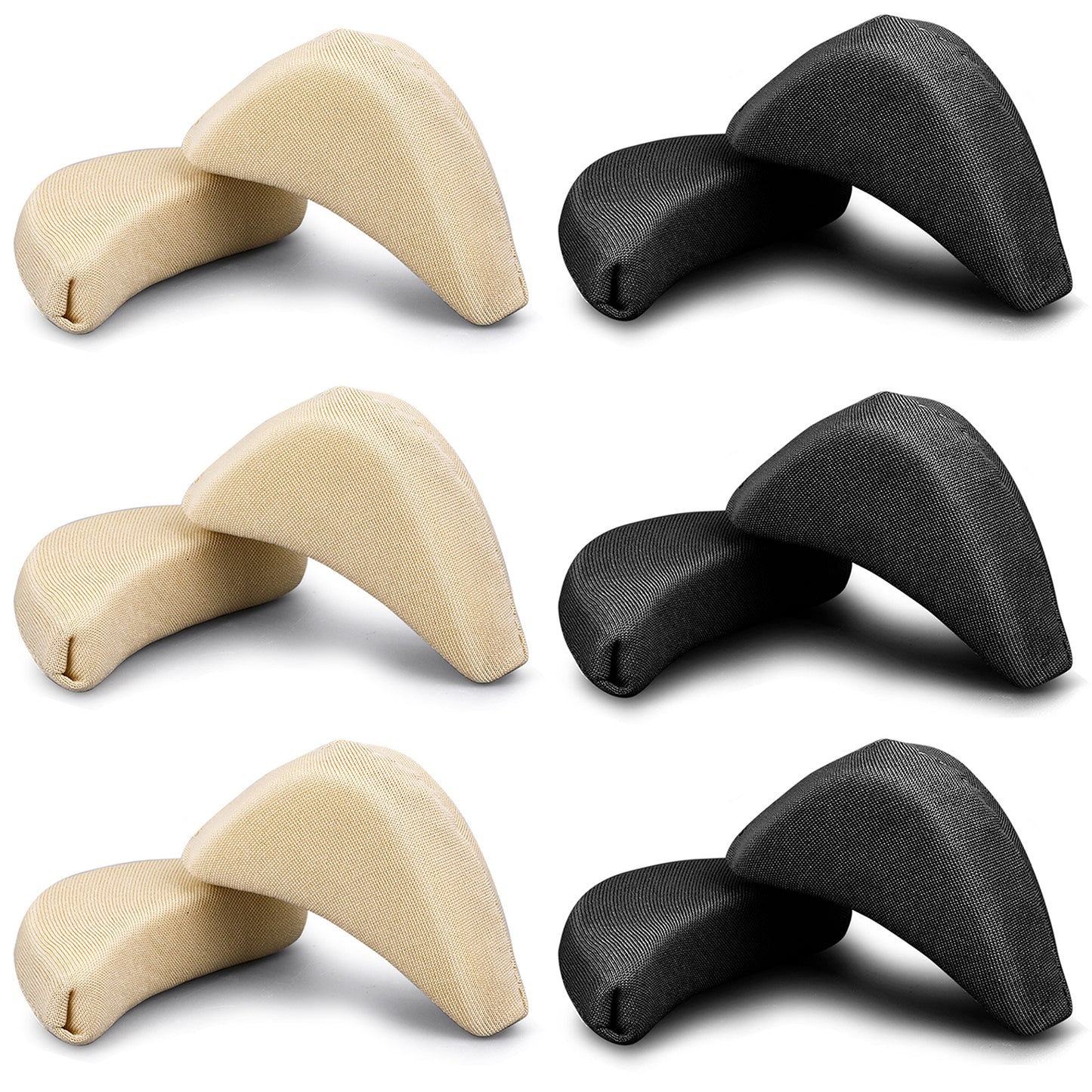 6 Pairs Adjustable Shoe Filler Soft Sponge Breathable Toe Filler Inserts Unisex Big Toe Plug Foot Brace Forefoot Pad Fit Reusable Foam Cushion for Women Girls High Heel Casual Sports Boot(Skin, black)