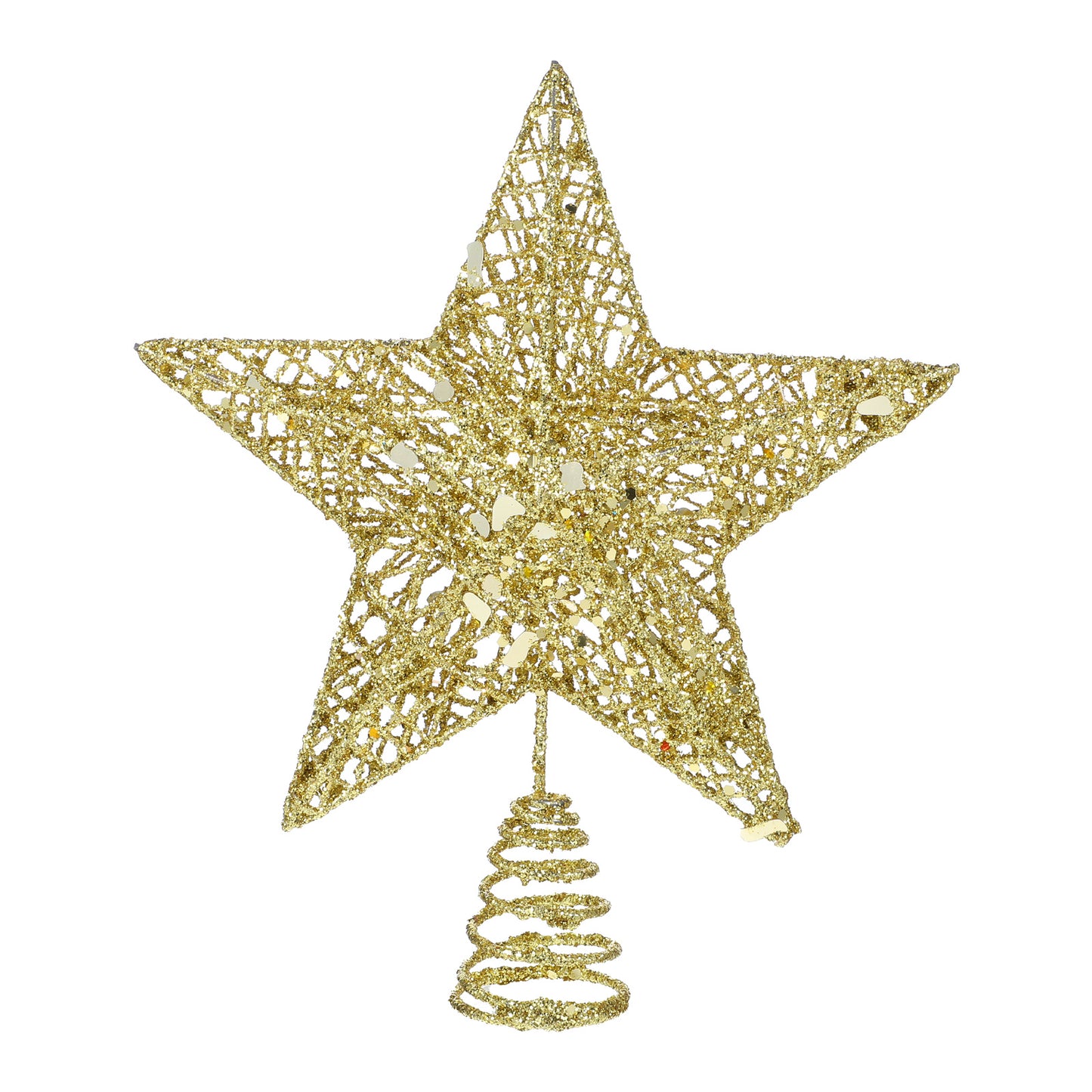 COMNICO Christmas Tree Topper Glittering Gold Hollow Small Star Mini Christmas Tree Decoration 5 Point Star Xmas Treetop Ornaments (20cm/7.9inches)