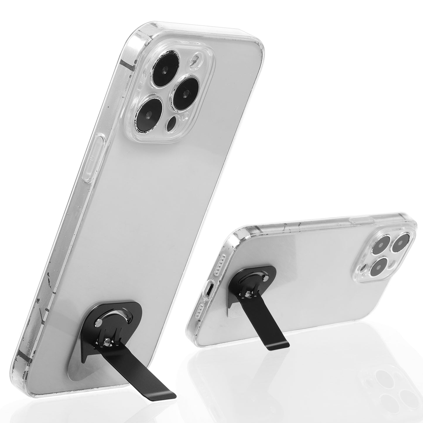 2 PCS Ultra-Thin Phone Kickstand Black Mini Phone Kickstand Rotatable Cell Phone Holder Horizontal/Vertical Universal Phone Stand Adjustable Angle Desk Stand Holder Accessories for Mobile Phone Desk