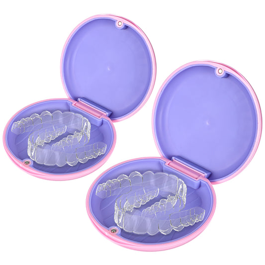 2 Pack Retainer Case, Slim Aligner Case, Orthodontic Mouth Guard Case Orthodontic Retainer Case, Aligner and Retainer Case, Closure Orthodontic Retainer Case for Girl, Boy, Women, Men, Teenage(Pink)