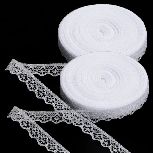 Wanmu 60 Yards x 0.5 Inch Lace Ribbon Vintage Lace Trim Crochet Cotton Lace Edge Crochet Lace Ribbon Trim for Gift Wrap Package DIY Craft Wedding Bridal Dress, Costume, Crafts and Sewing