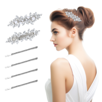 COMNICO 6pcs Rhinestone Hair Clips for Women, Crystal Bobby Pins Pearl Flower Hair Barrettes French Bridal Wedding Hairpin Hair Accessories for Girls Bridesmaid Party Everyday