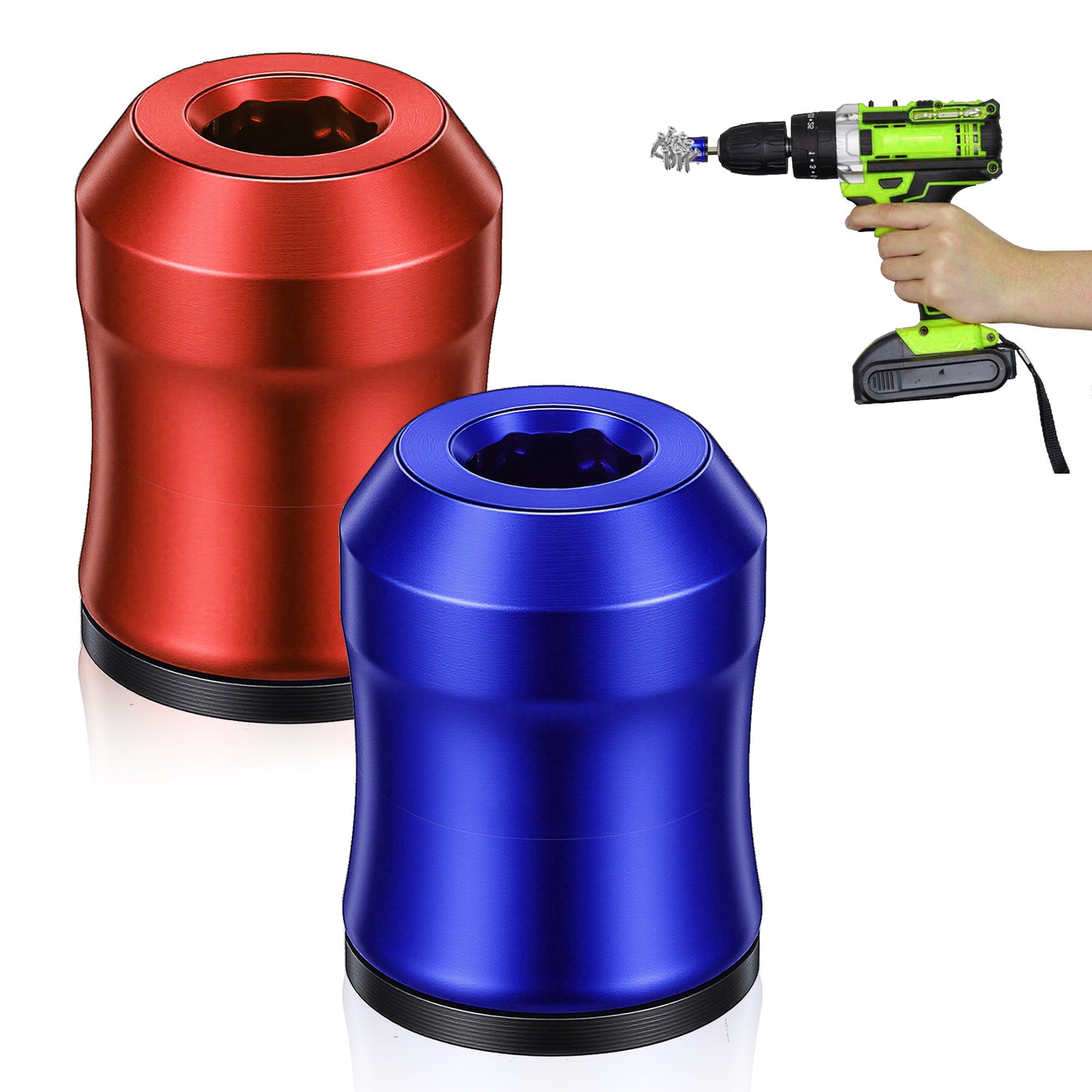 FNANJWQ 2 Pcs Screwdriver Head Magnetic Ring, Screw Ring Set Removable Household Tool Strong Magnetic Screw Holder Rings for Drills, Universal Bit Holder for Hex Screwdrivers Power Bits