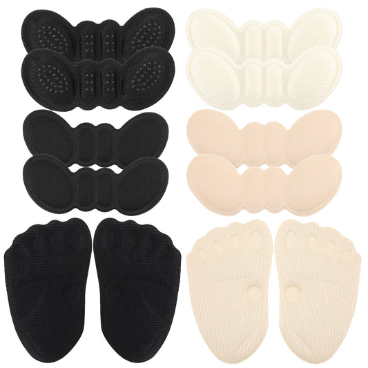 6 Pairs Heel Grips Liner Cushions Inserts for Loose Shoes Heel Pads & Metatarsal Pads for Shoe Too Big Men Women Soft High Heel Grips Protectors Stop Foot Heel Slip Pain Blisters Rubb Improve Shoe Fit