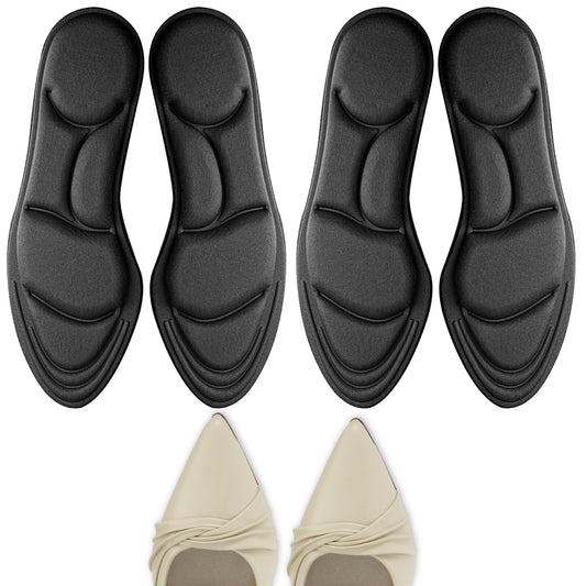 Wanmu 2 Pairs Memory Foam Insoles High Heel Insoles Breathable Shoe Pads Replacement Shoe Insoles 5D Sponge Barefoot Comfort Insoles, Comfort Foot Cushion for Women Man, Black
