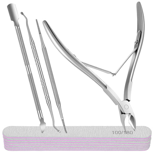 9pcs Ingrown Toenail Tool Kit Professional Stainless Steel Cuticle Nippers Cuticle Trimmer Nail Cutter Nipper Clipper File Under Nail Cleaner Pedicure Tools Set Nails Care Kit for Fingernails Toenails