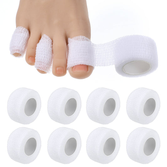 Wanmu 8 Rolls 1 inch Toe Cushion Sleeves, Broken Big Toe Protectors Bandage, Toenail Guards Pad for Men Women Runners Pain Relief Corns Blisters Calluses (White)