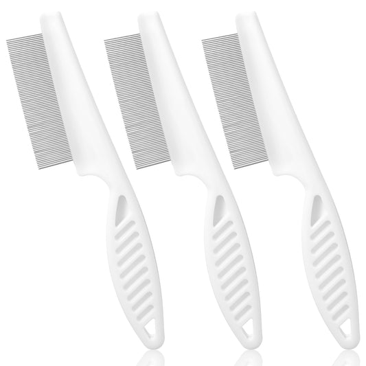 COMNICO Flea Comb for Dogs and Cats, 3 Pcs Pet Lice Comb Stainless Steel Dog Face Comb Pet Grooming Comb Fine Tooth Grooming Tool for Removing Tear Stains Fleas Dandruff Lice