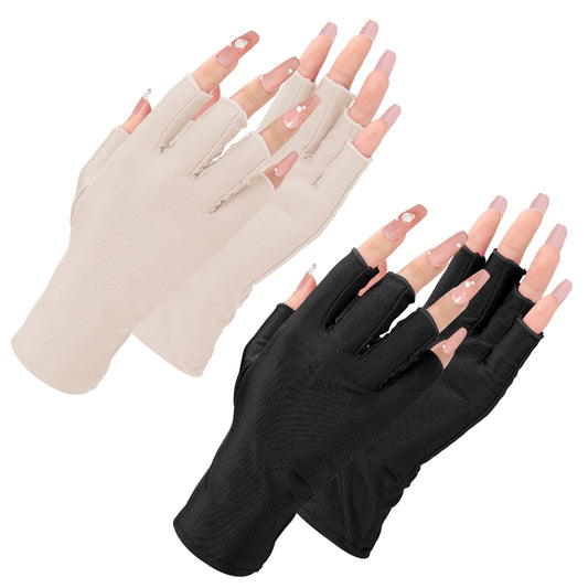 Sibba Moisturizer Gloves 2 Pairs Cotton Mitten for Dry Hands Moisturizing Sleeping Overnight Fingerless Hand Cloth Glove Thin Liners Moisture Handling Lotion Nail Manicures Art Spa Glove Jewelry