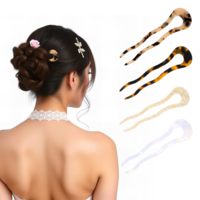 4 Pcs U Shape Hair Sticks Acetate French Hair Pin Tortoise Shell 2 Prong Bun Hair Forks Vintage Classic Updo Chignon For Women Girls Thick Long Hairstyle Accessories