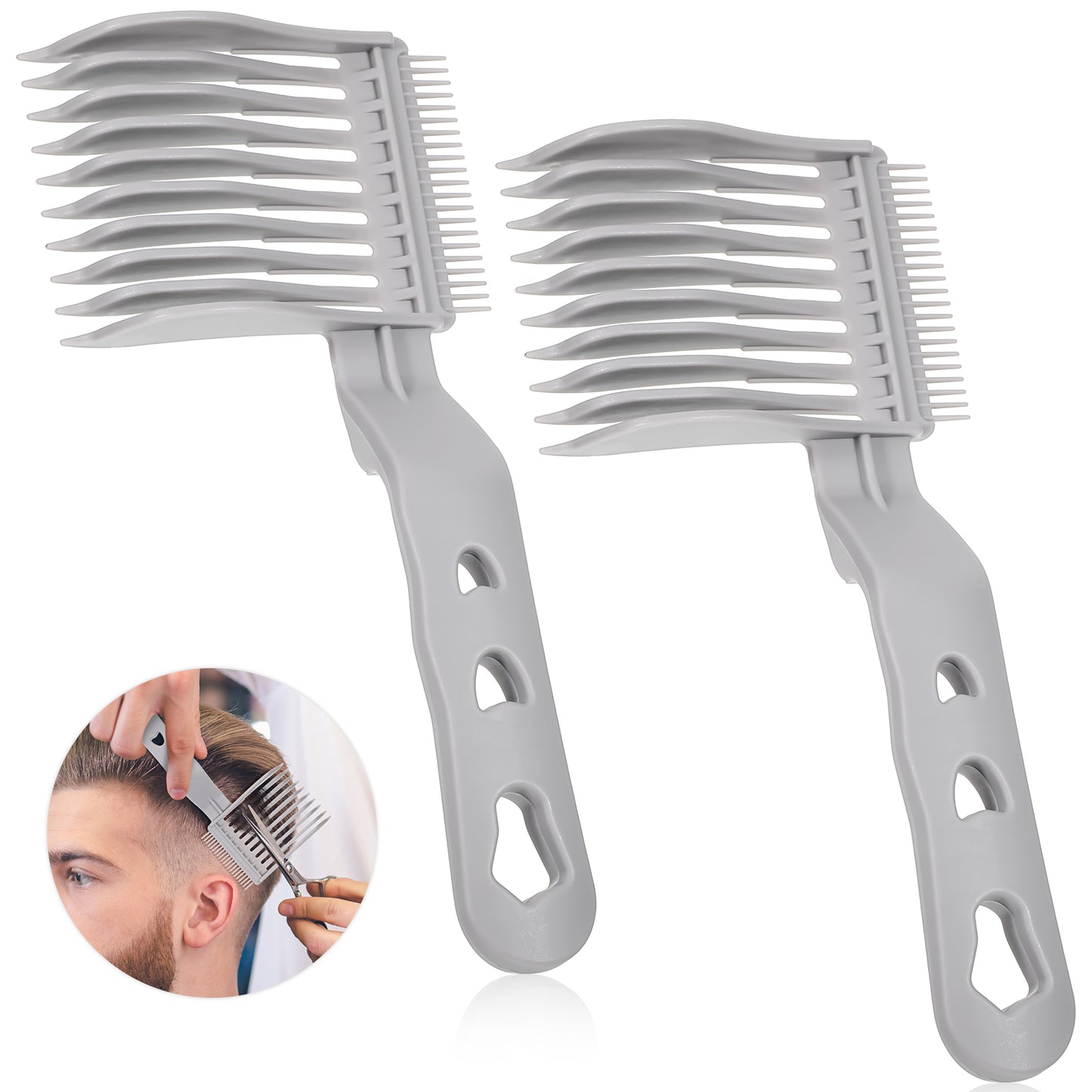 Dimeho 2pcs Fade Comb Right Handed Hair Blending Tool Barber Hair Fade Tool Home Barber Comb Men's Fade Comb Set Compatible with all Hair Clippers for Men, Barber Accessories for Home or Salon