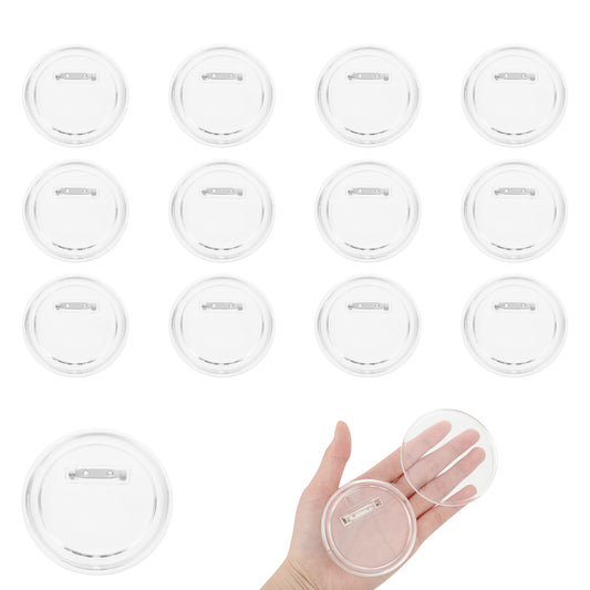 COMNICO Clear Button Pins, 12Pcs Acrylic Button Pins Badge 3 Inches Blank Button Pins Make Your Own Buttons Badge Button Picture for Craft Supplies Christmas DIY Party Projects