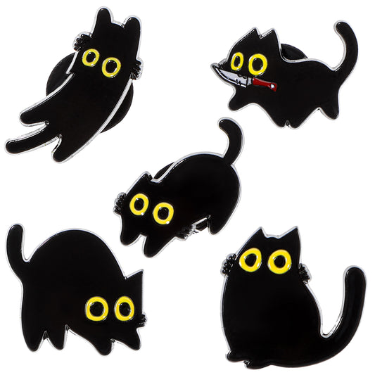 Cat Enamel Brooch Funny Cartoon Animal Pin Cute Alloy Lapel Pins Halloween Cat Decoration Badge Clip for Clothes Backpacks Jackets Bags Hat Valentine's Day Gift Party (Big Eyes Kitten, 5)