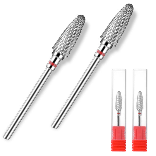 Sibba Carbide Nail Drill Bit 2 Pcs Remove Acrylic Hard Gels 3/32" Professional Cone Tungsten Drill Bits Quickly Safely Nail File Acrylic Drill Bits for Manicure Pedicure Cuticle Cleaner