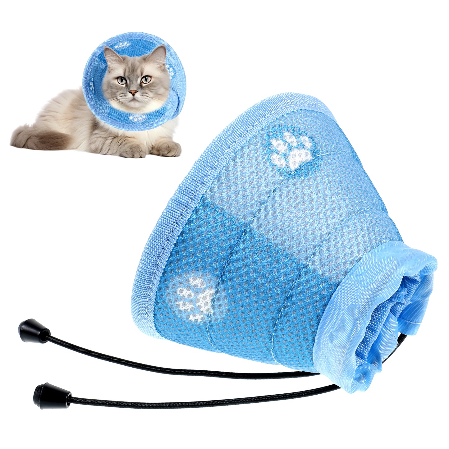Cat Cone Collar Soft Cat Recovery Collar to Stop Licking Adjustable Kitten Cones After Surgery Protective Cats Neck Cone Foldable Lightweight Kitten Collars for Small Large Cats Puppies