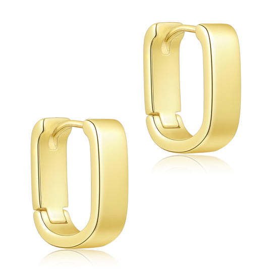 Sibba Square Hoop Earrings for Women, 14K Gold Plated Huggie Chunky Hoops, Trendy Geometric Earrings for Daily Wear & Gifting