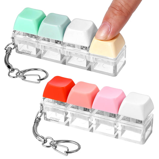 Wanmu 2Pcs Keyboard Fidget Toys, Keyboard Clicker Fidget with 3 Kinds Touch Experience, Fidget Keyboard Keychain Decompression Toys Button Stress Relief Gifts to Relief Stress Pass The Time