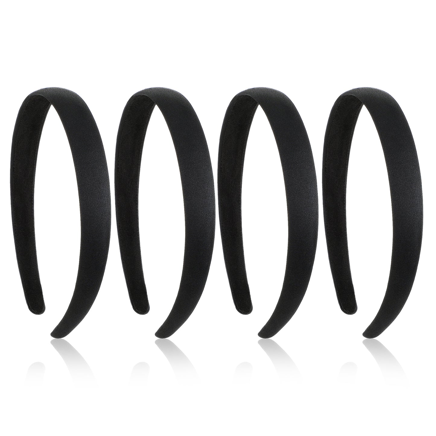4pcs Headbands for Women Girls 0.7Inch Wide Satin Black Headband Solid Simple Non-Slip Fashion Hair Band Hoops Halloween Diy Hair Accessories Gifts for Women Girls Christmas Holiday Cosplay Costumes
